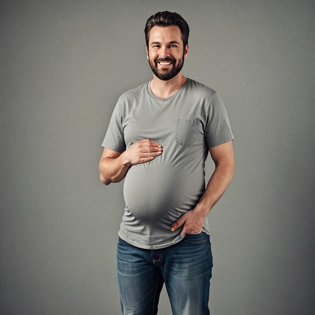 Proud Pregnant Man Shows Gigantic Baby Bump