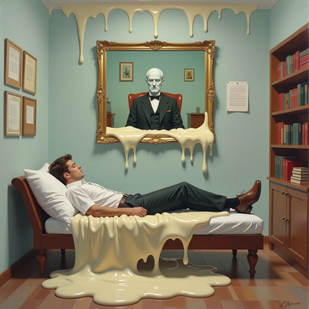 Surreal Melting Psychologist Session with Melting Textures