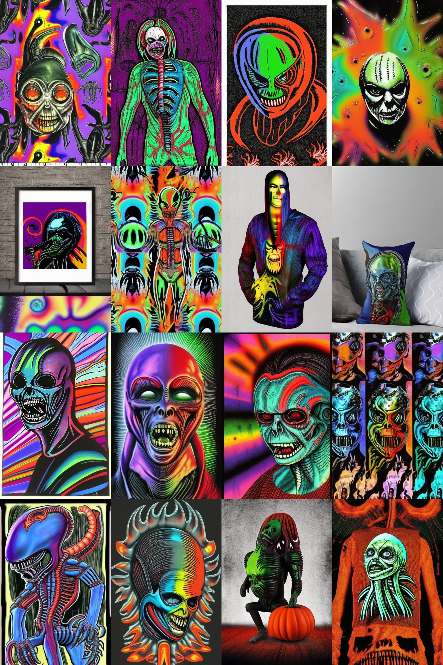 Psychedelic Giger Xenomorph Michael Myers Halloween Horror