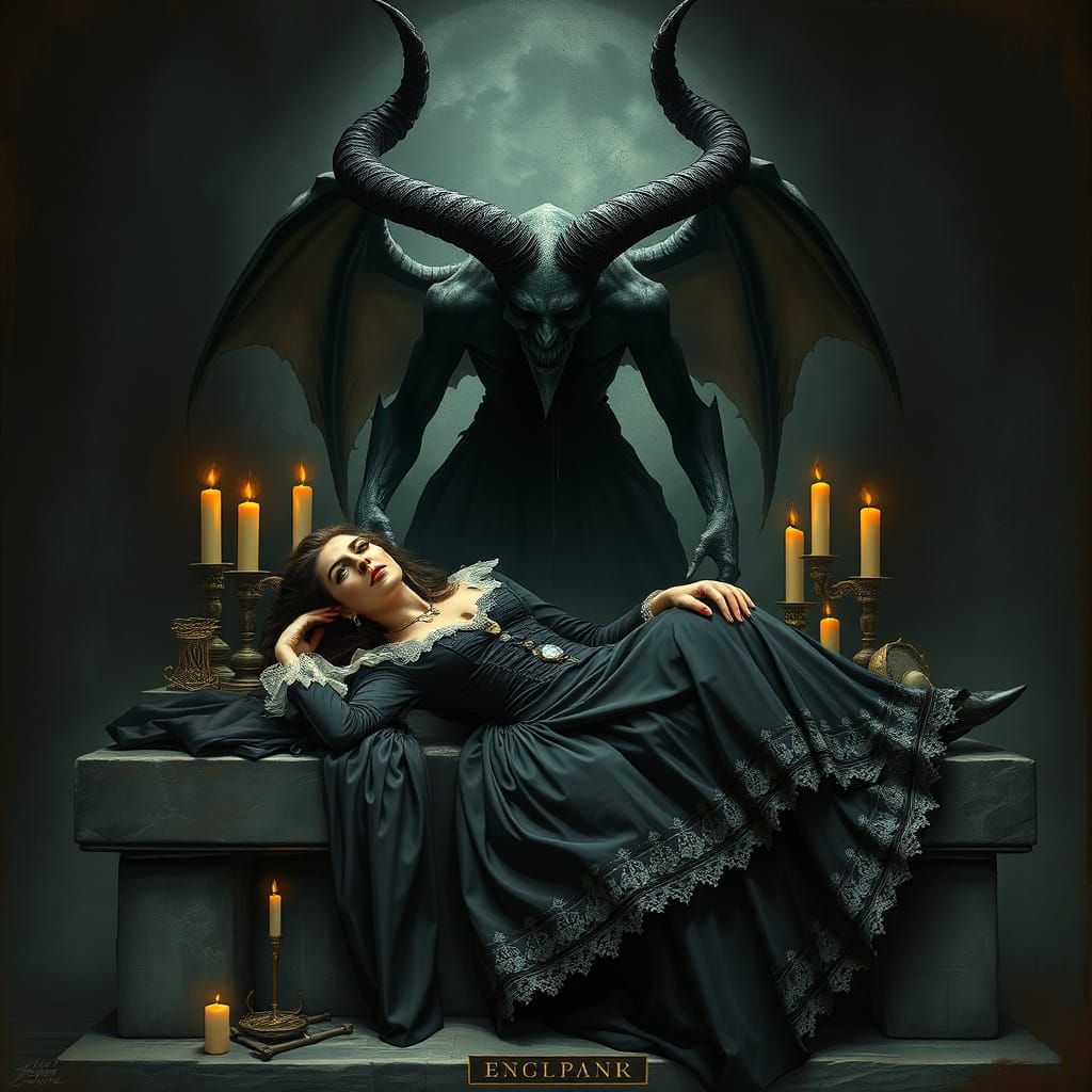 Gothic Woman Sacrificed to Dark Demon