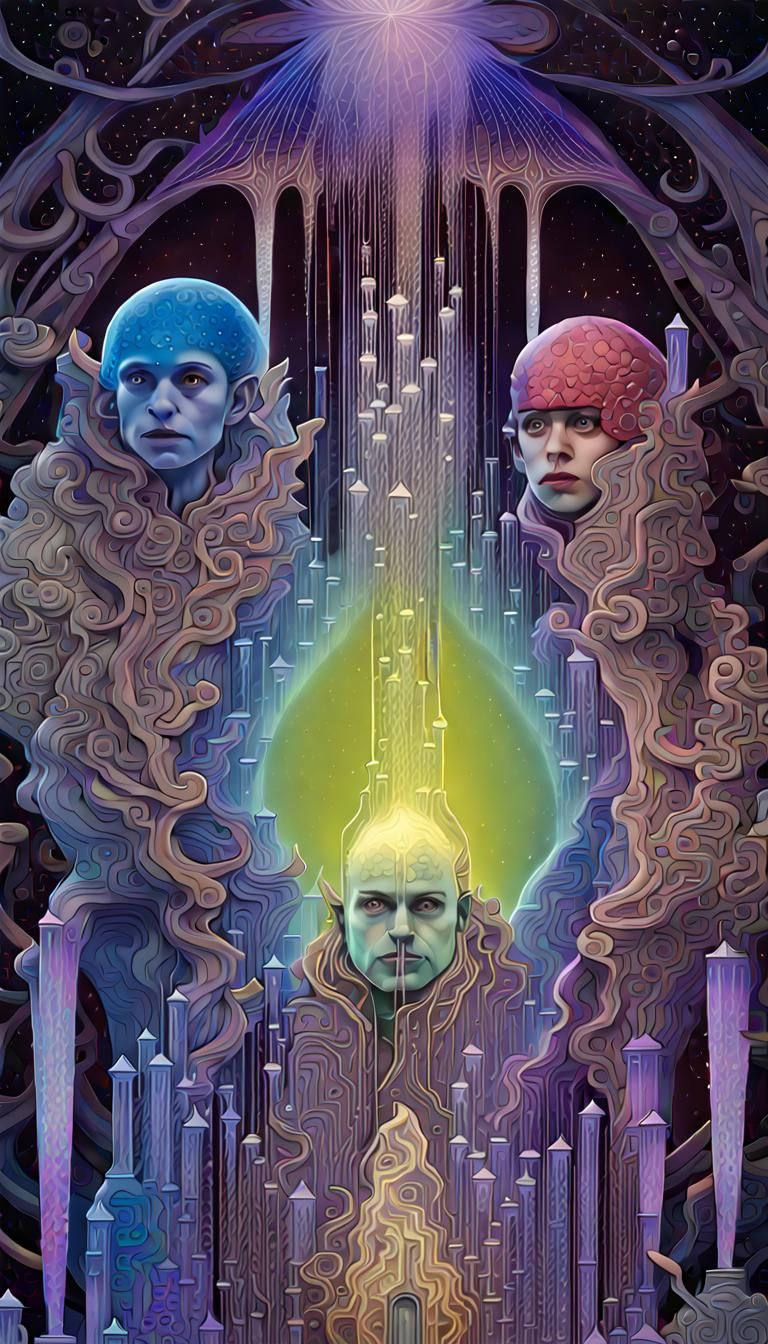 Glowing Crystals Displaying Music Frequency in Psychedelic A...