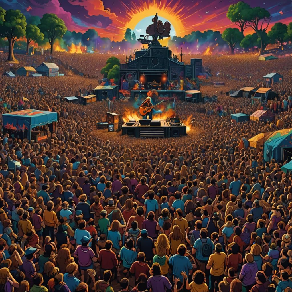 Vibrant Woodstock Concert in Detailed 8k Resolution