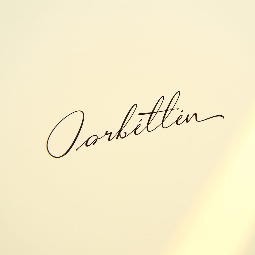 Elegant Copperplate Signature in Soft Focus Golden Light