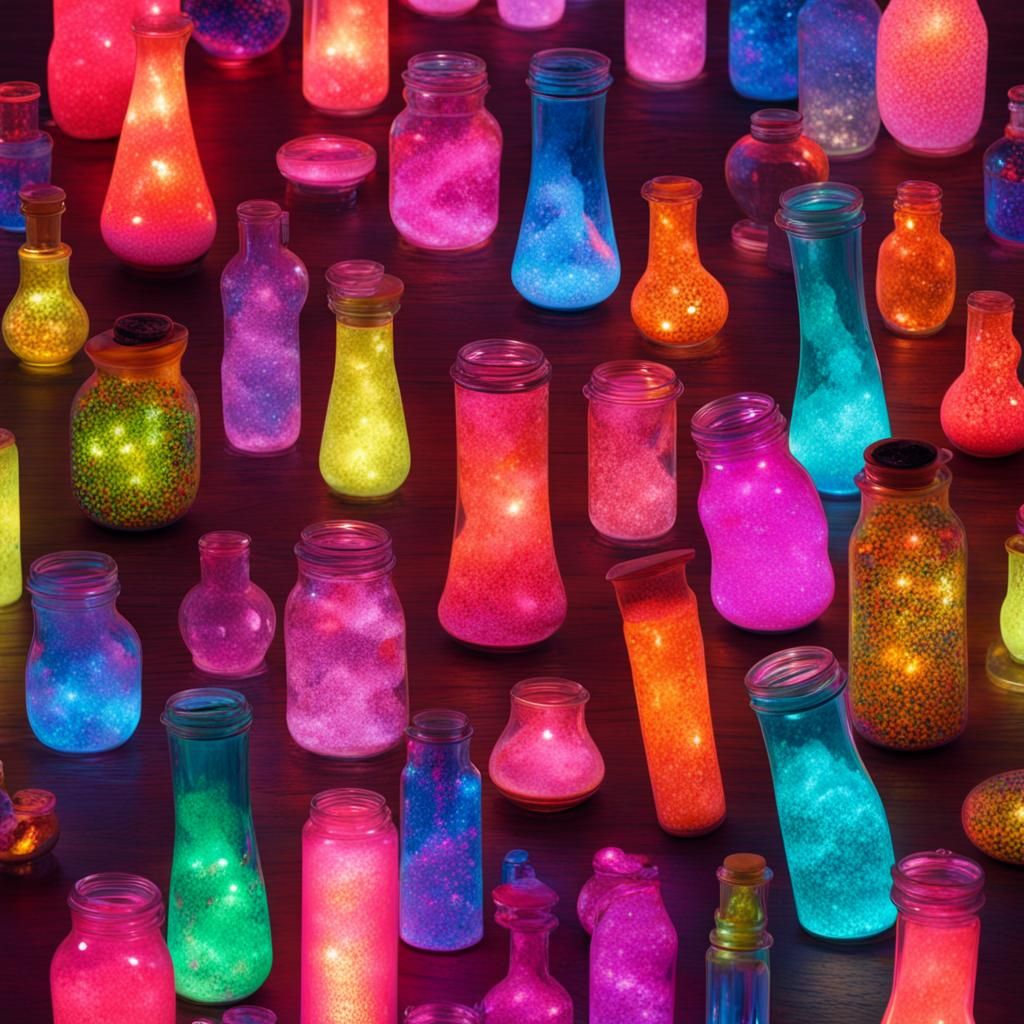 Glowing Neon Lava Lamp in Crystal Jar