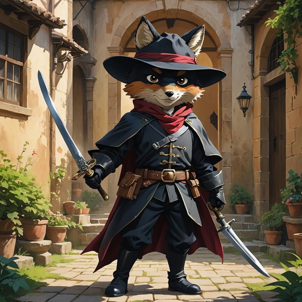 Anime Zorro Portrait with Fox Ears