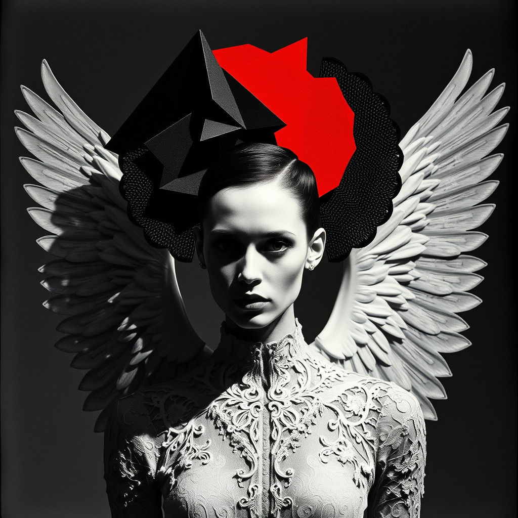 Photogram of Winged Model in Dadaist Style