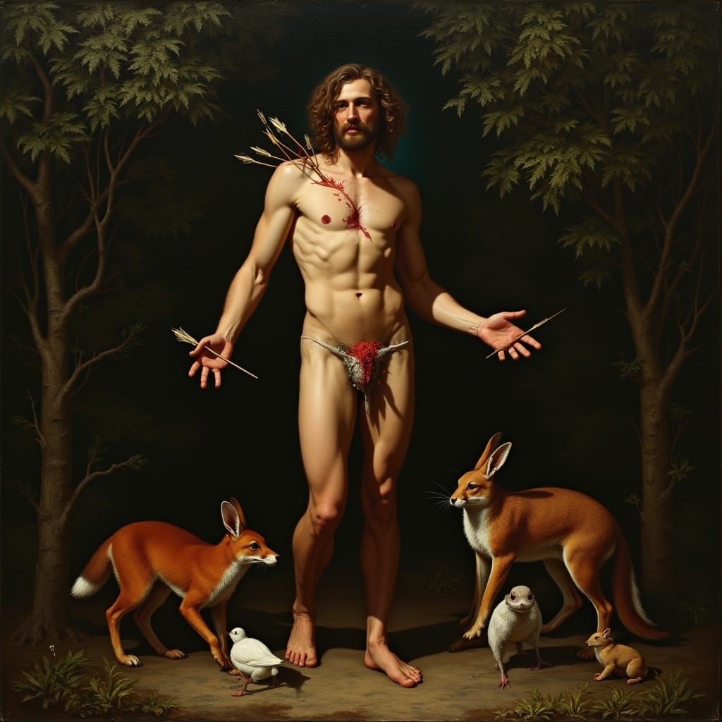 Saint Sebastian Pierced by Arrows in Forest Clearing