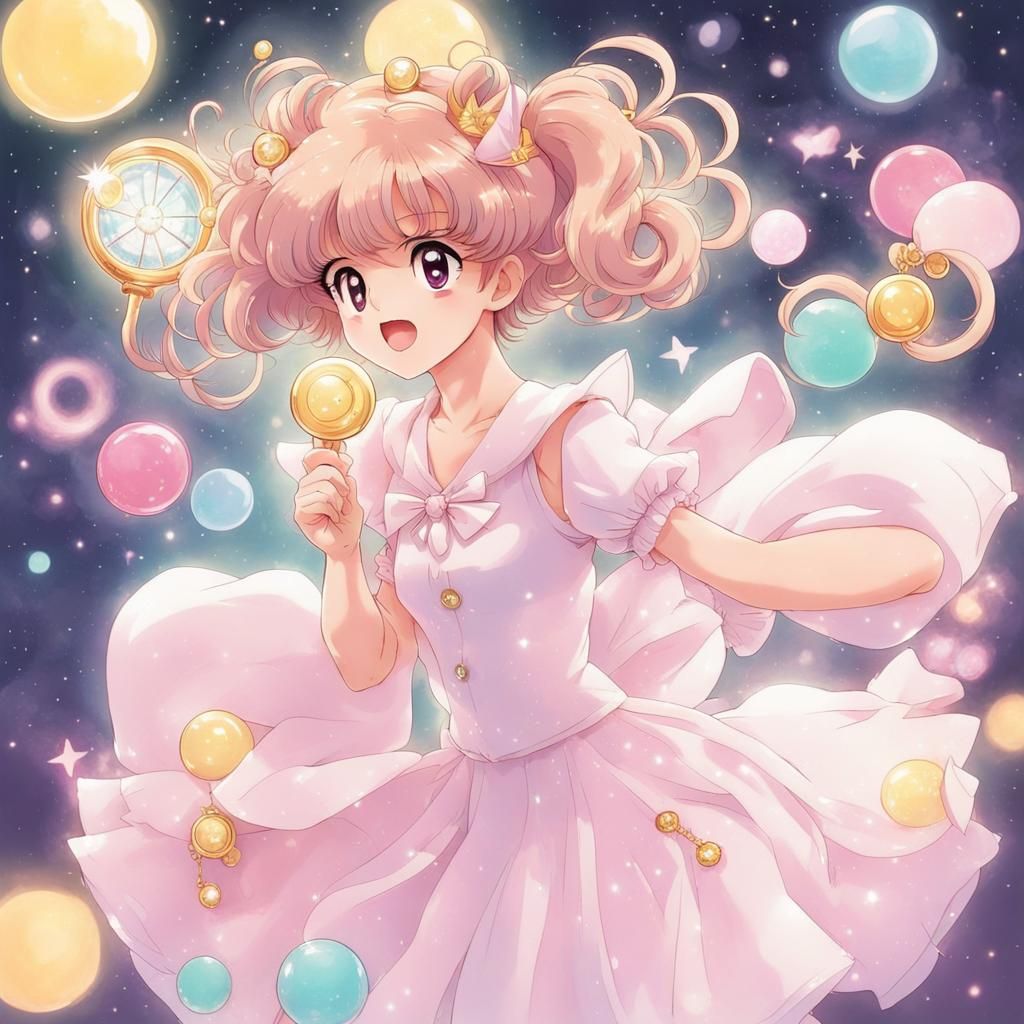 Magical Girl in Pastel Dress, Anime Style