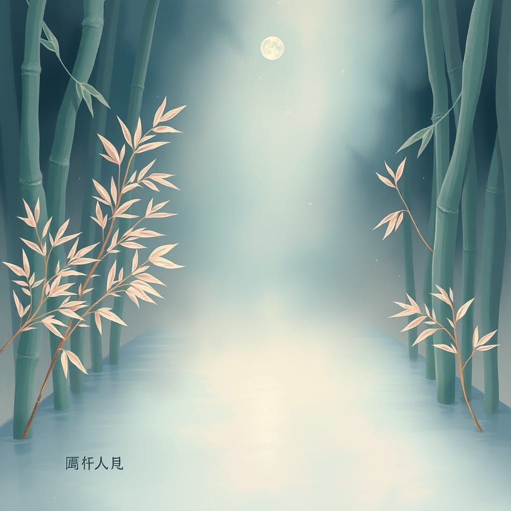 Surreal Bamboo River in Ethereal Space