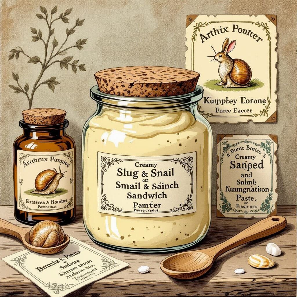Vintage Jar of Slug and Snail Paste, Beatrix Potter Style
