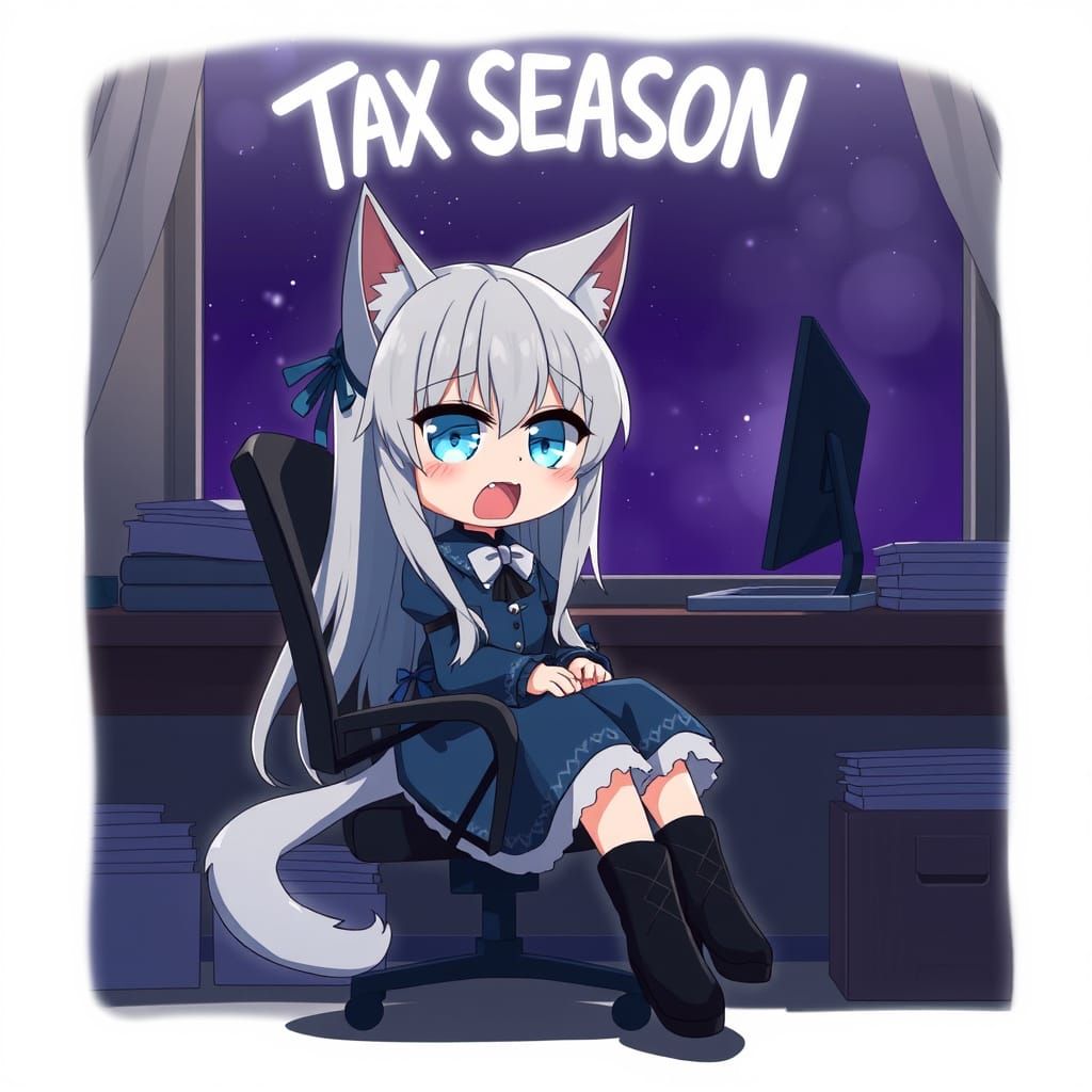 Anime Catgirl in Office Despair, Moody Lighting