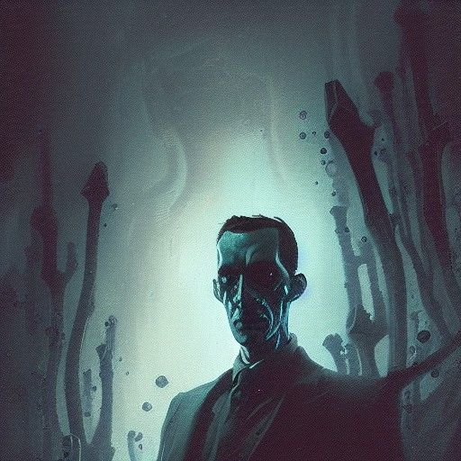 Dark Blue Glass Lovecraft Sculpture