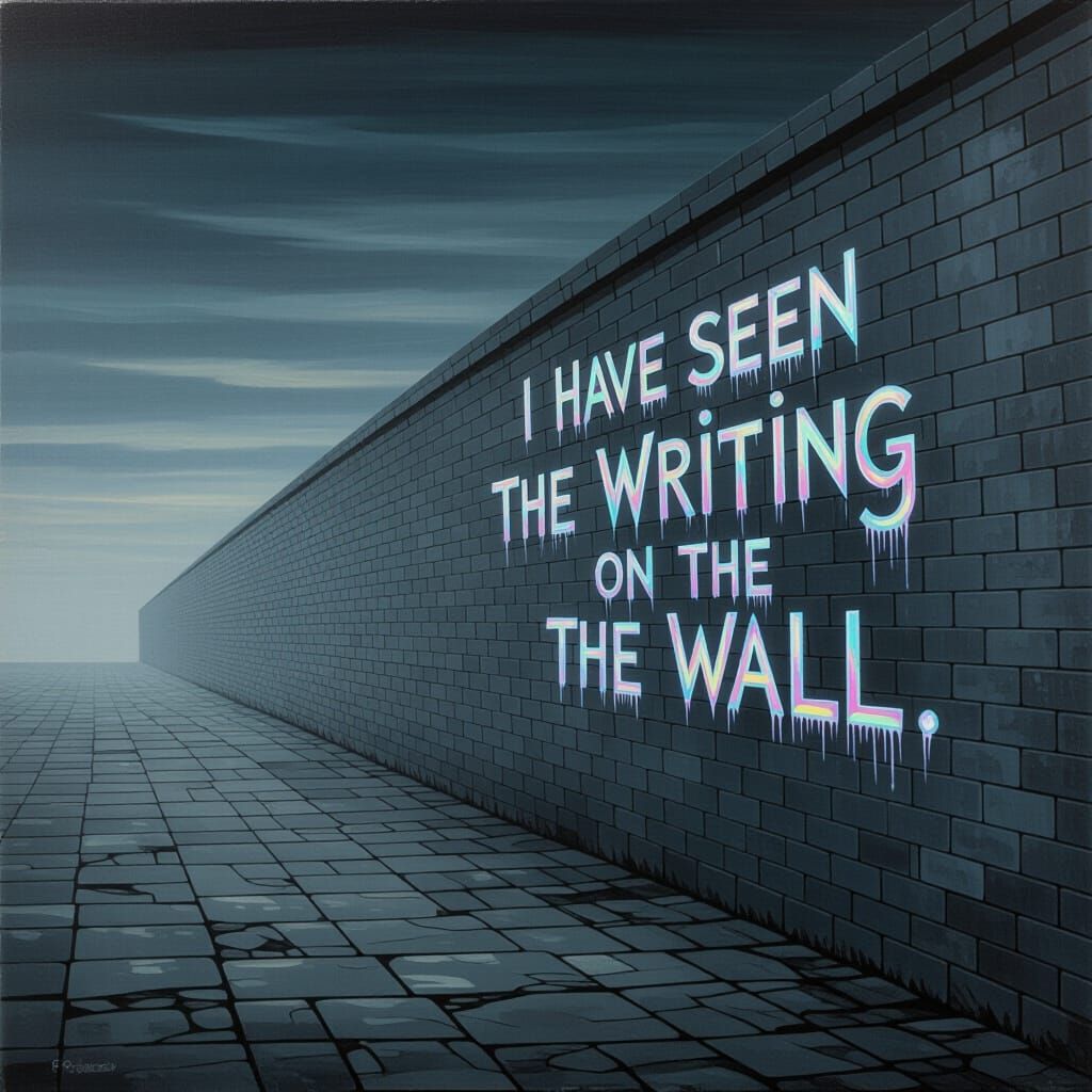 Desolate Wall with Ethereal Whispers in Oil Painting Style