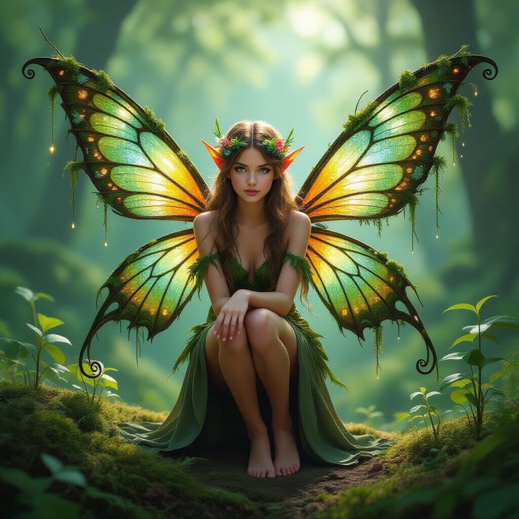 Forest Fairy Spirit of Spring as Impasto Oil Painting