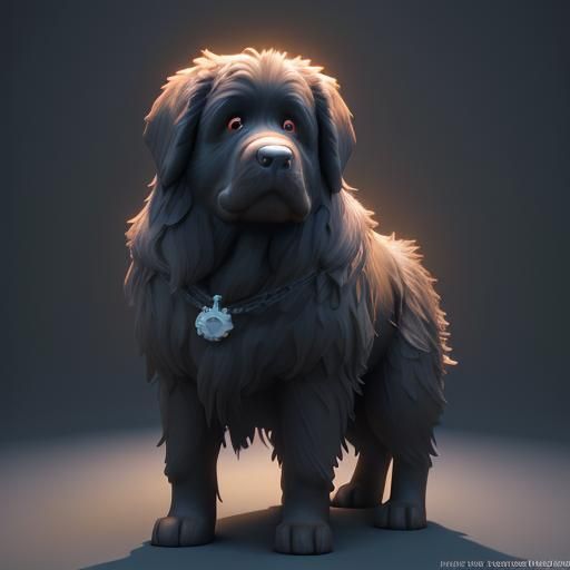 Newfoundland Dog in 3D Digital Art Style