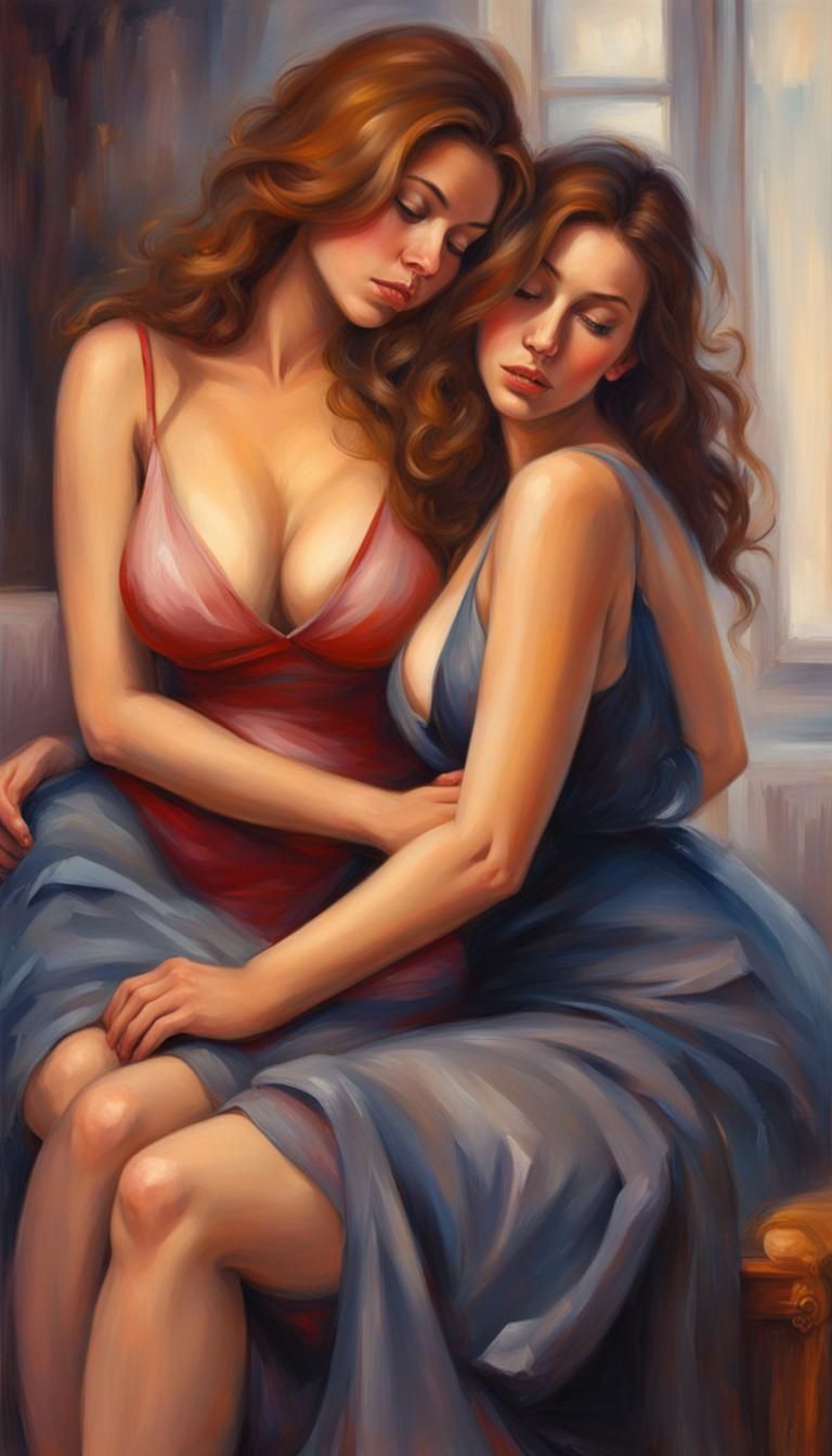 A beautiful big bosom girl in a deep v neck spaghetti strap ...