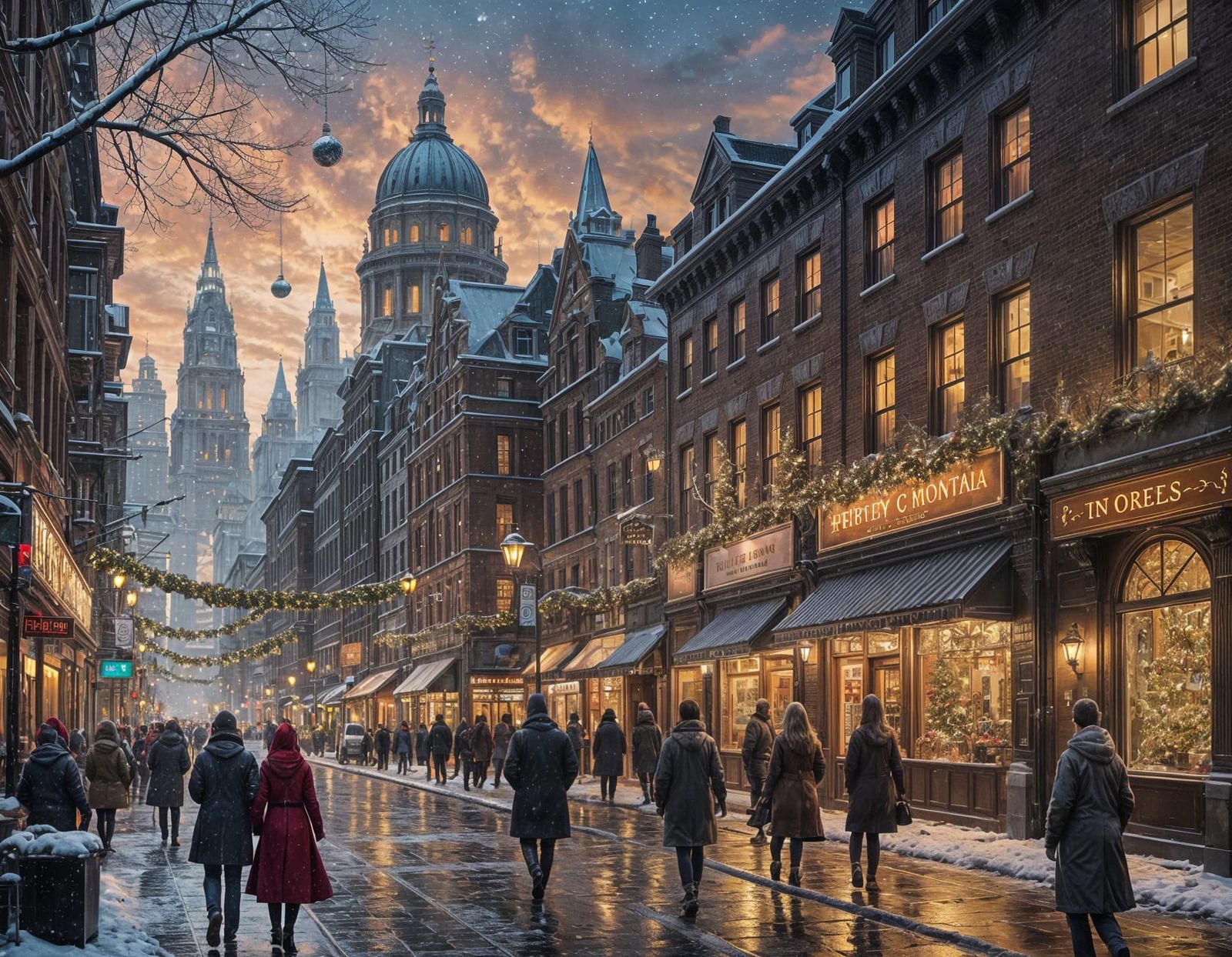 Winter City Christmas Nightscape