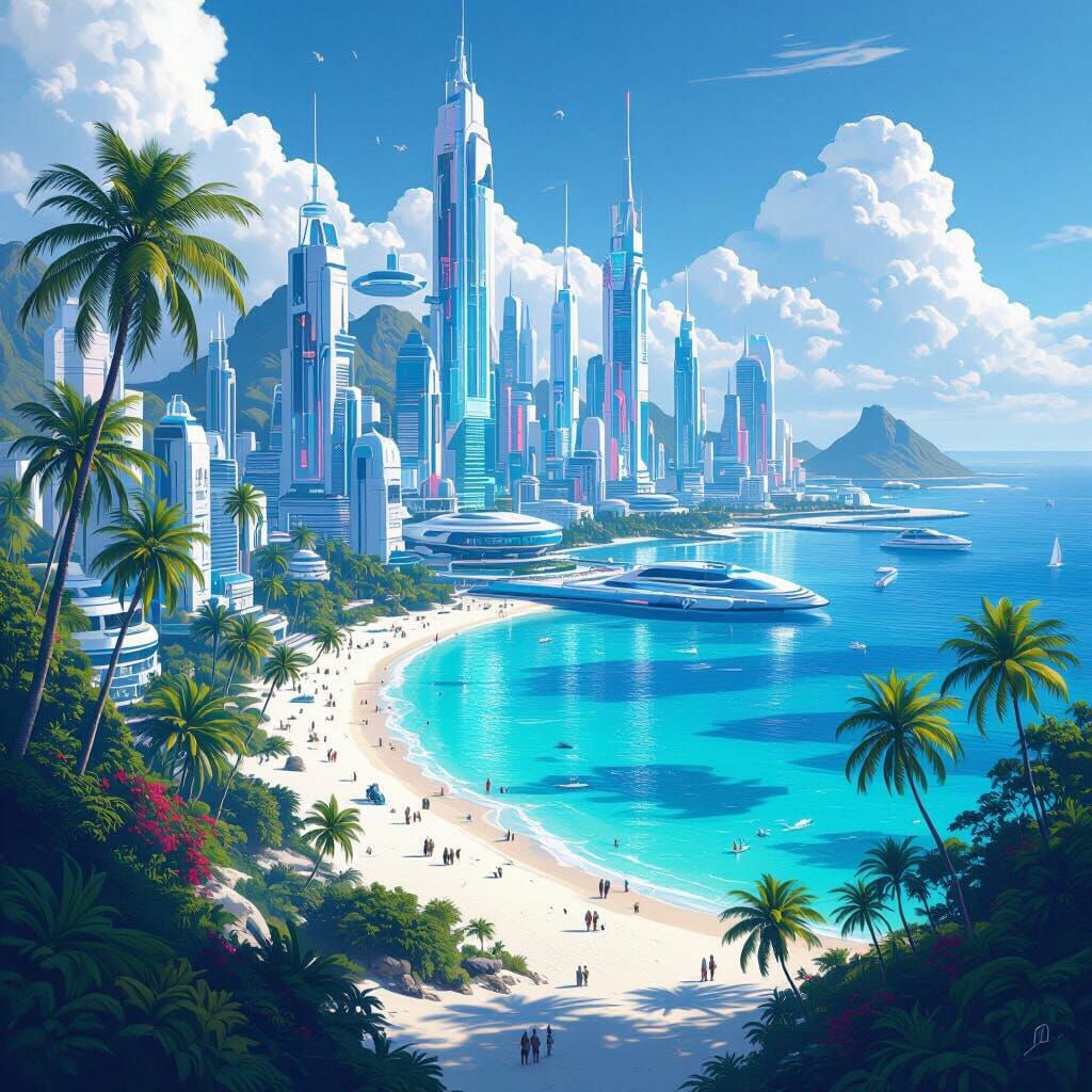 Tropical Metropolis of the Future: Island Cityscape