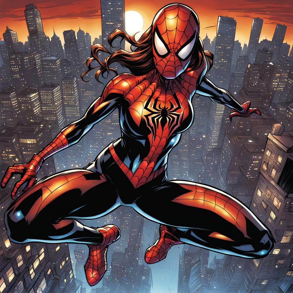 Spider-Girl in Comic Book Art Style