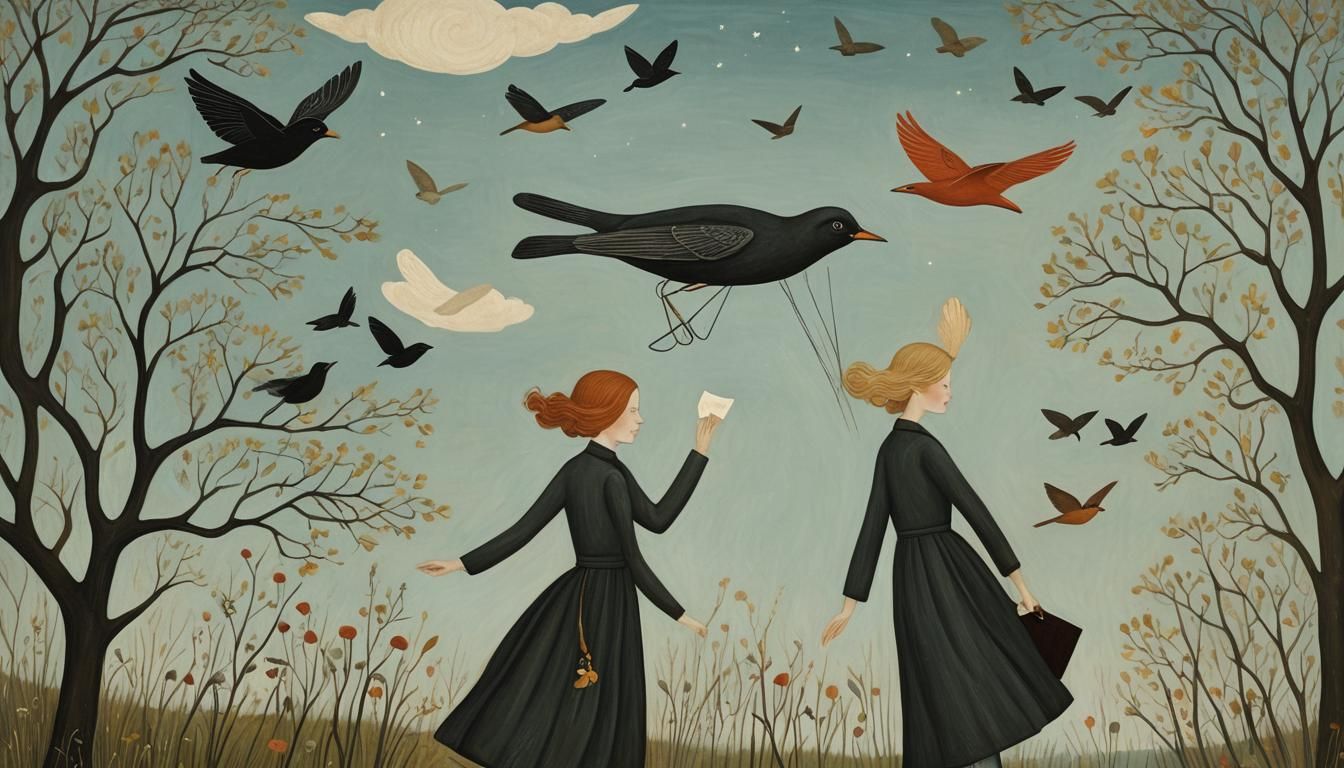 Surreal Vintage Dream of Flying Art