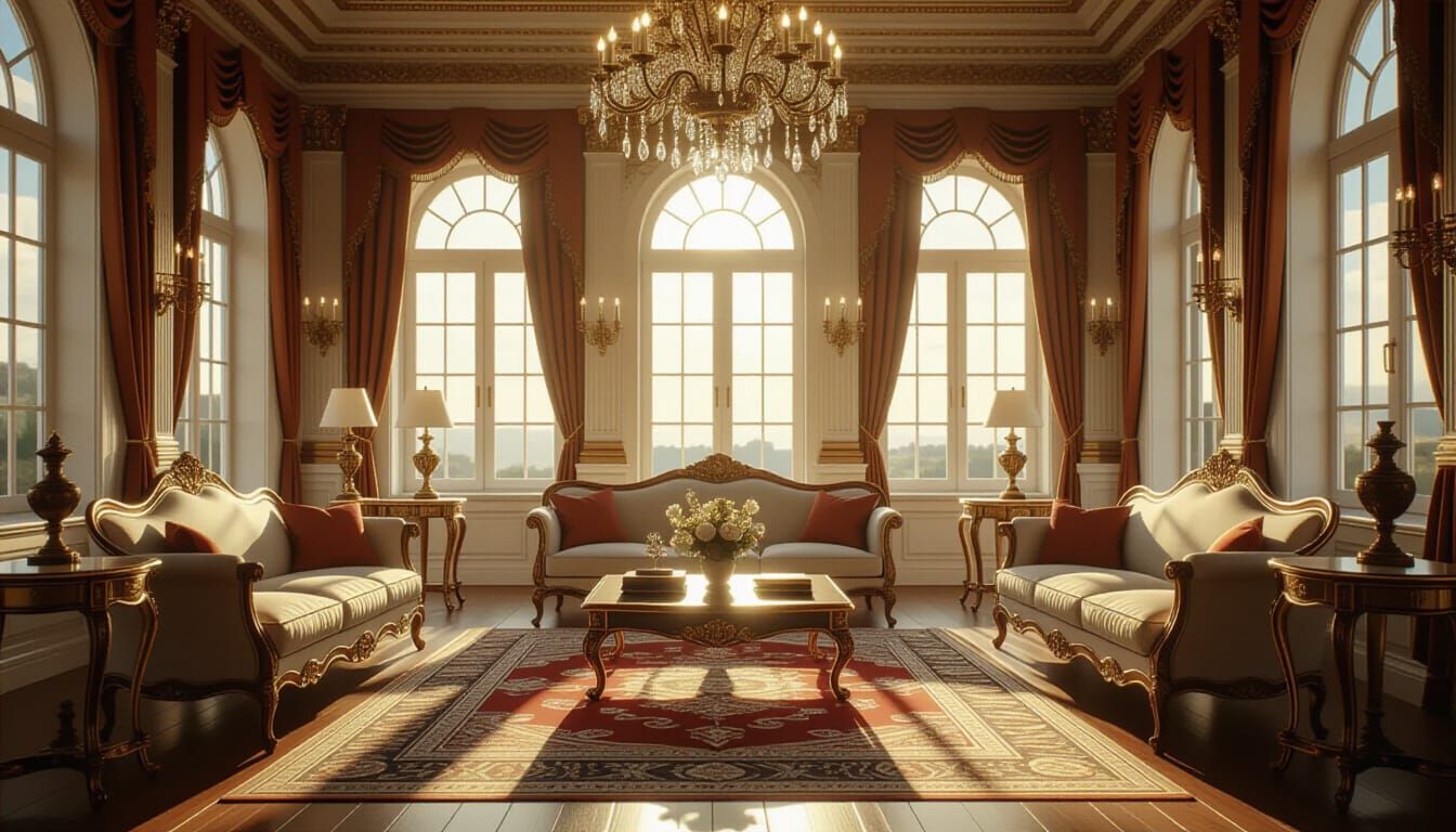 Ornate Baroque Living Room with 16th Century Furniture