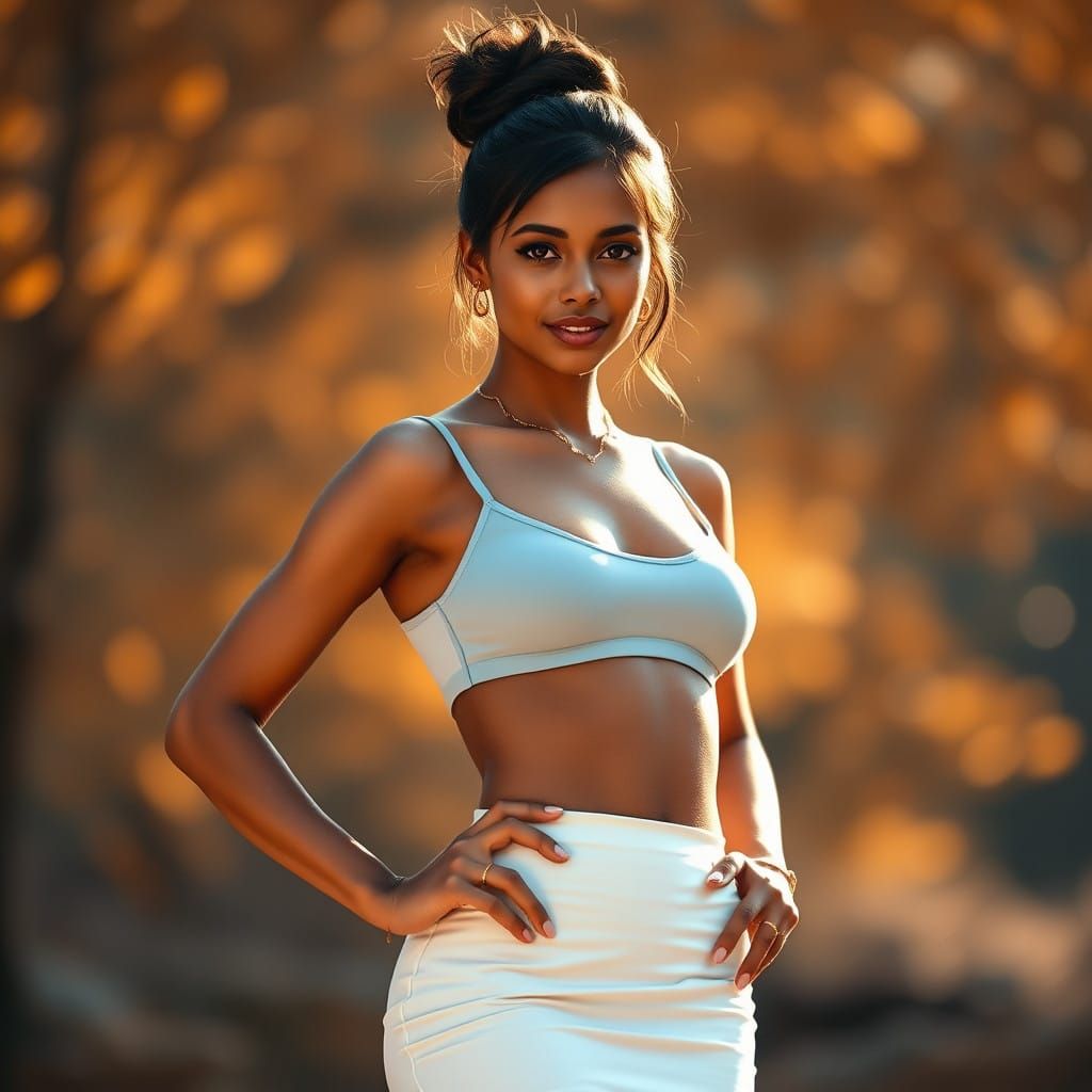 Confident Goddess in Warm Autumn Light