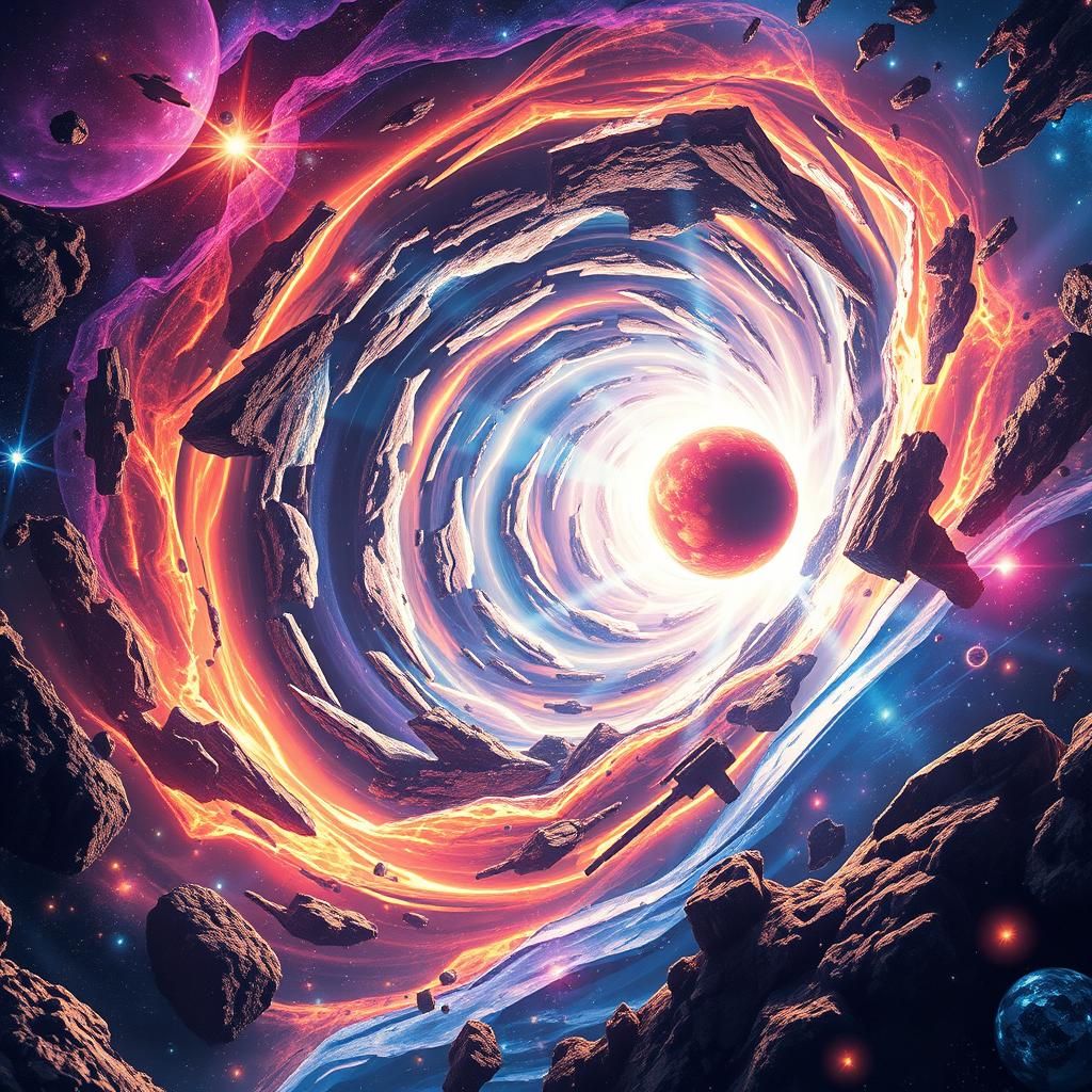 a galactic rip in the space time continuum allowing a collis...