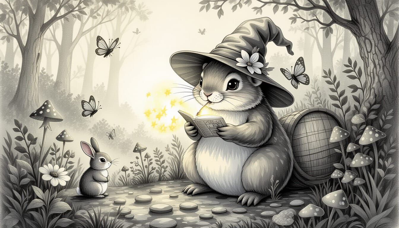 Retro Nature Illustrations in Detailed Charcoal