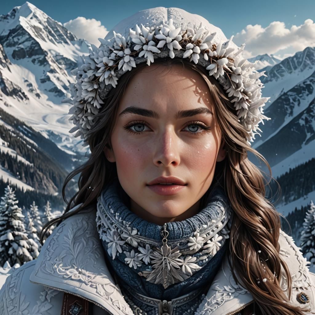 Icy Winter Beauty in Snowy Mountain Panorama