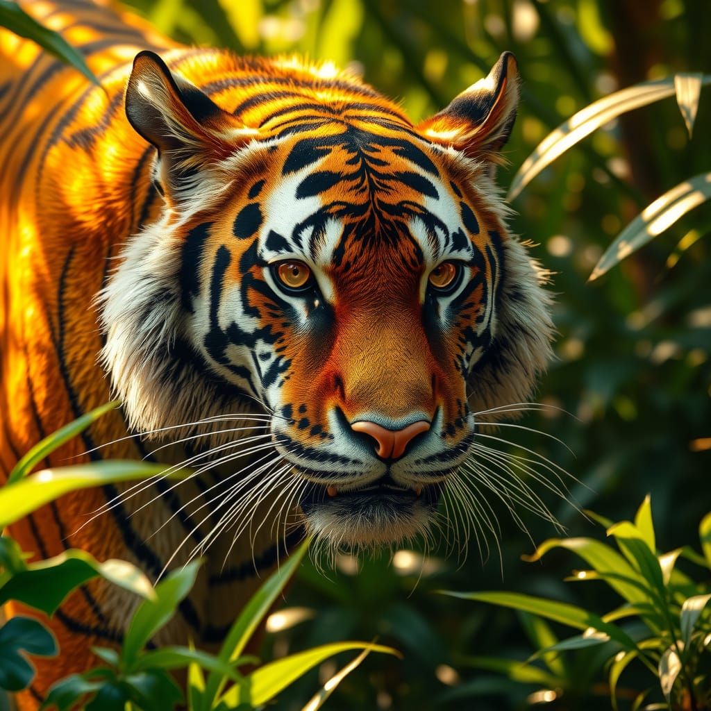 Bengal Tiger Portrait with Art Nouveau Flair