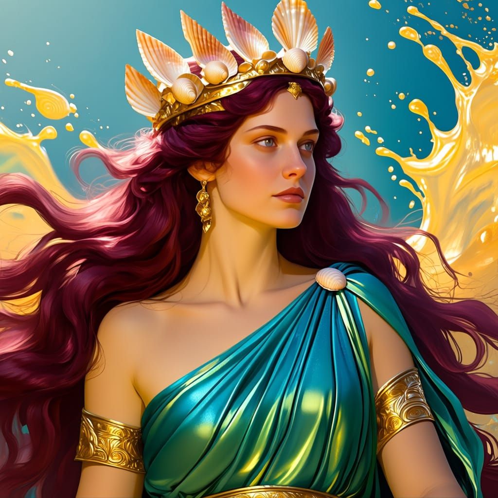 Thetis Greek Sea Goddess Emerges from Mediterranean