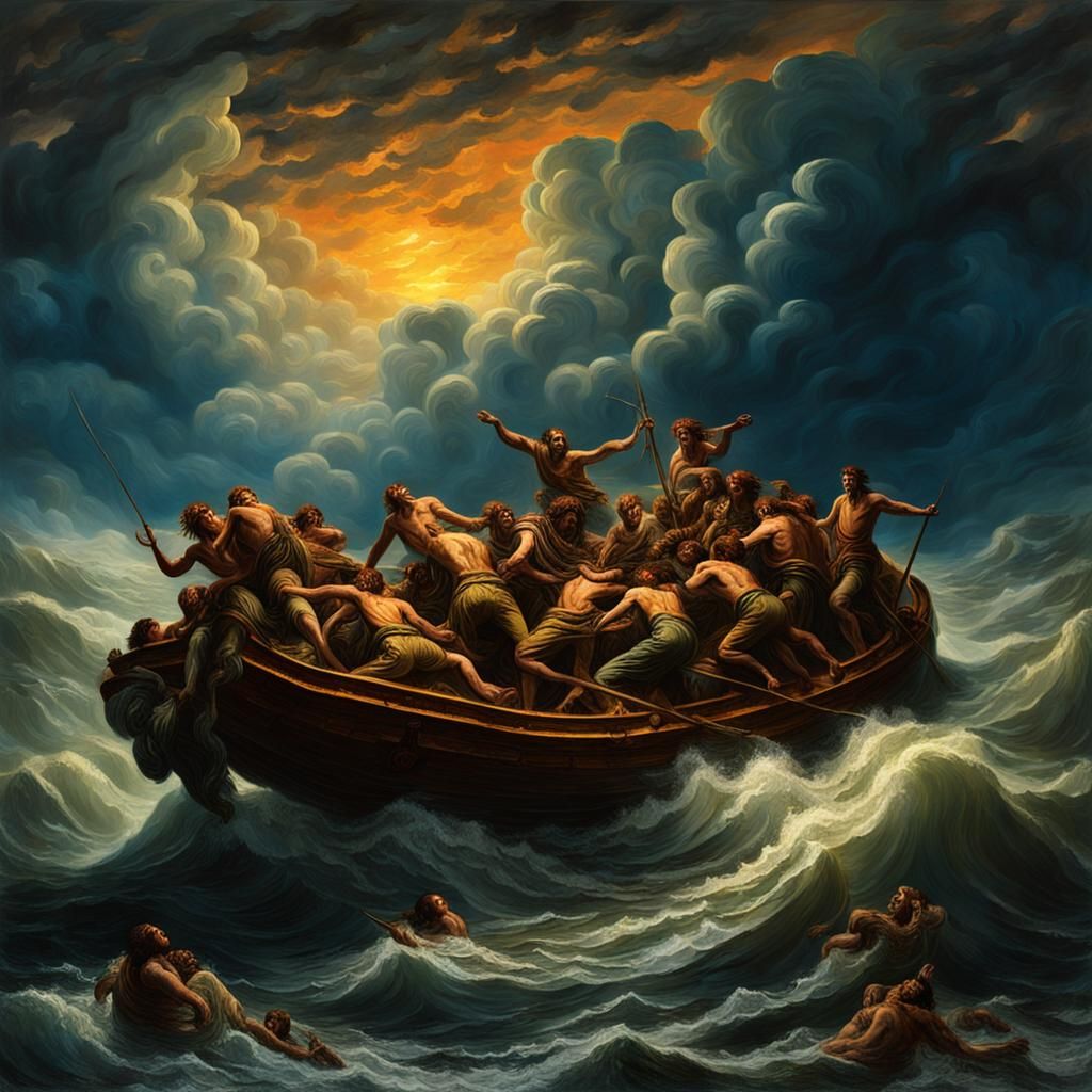 Dramatic Shipwreck Scene in Romanticism Style