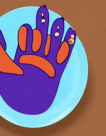 Surreal Sandwich Held by Alien Hand