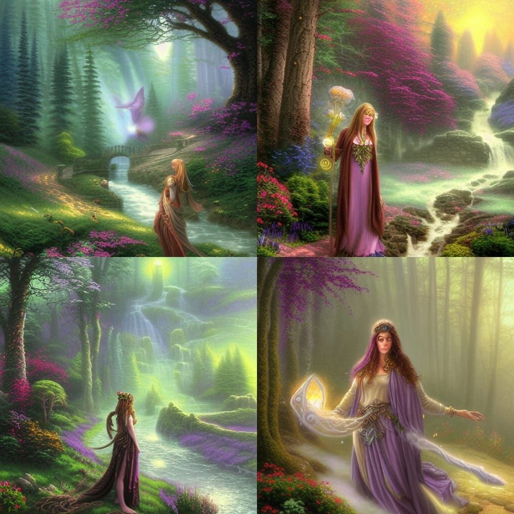 Ethereal Female Druid in Fantasy Landscape