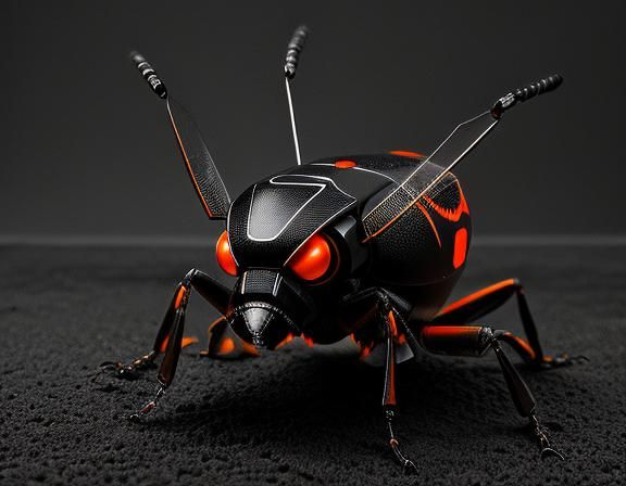 Monochrome Robotic Insect in Black and Orange