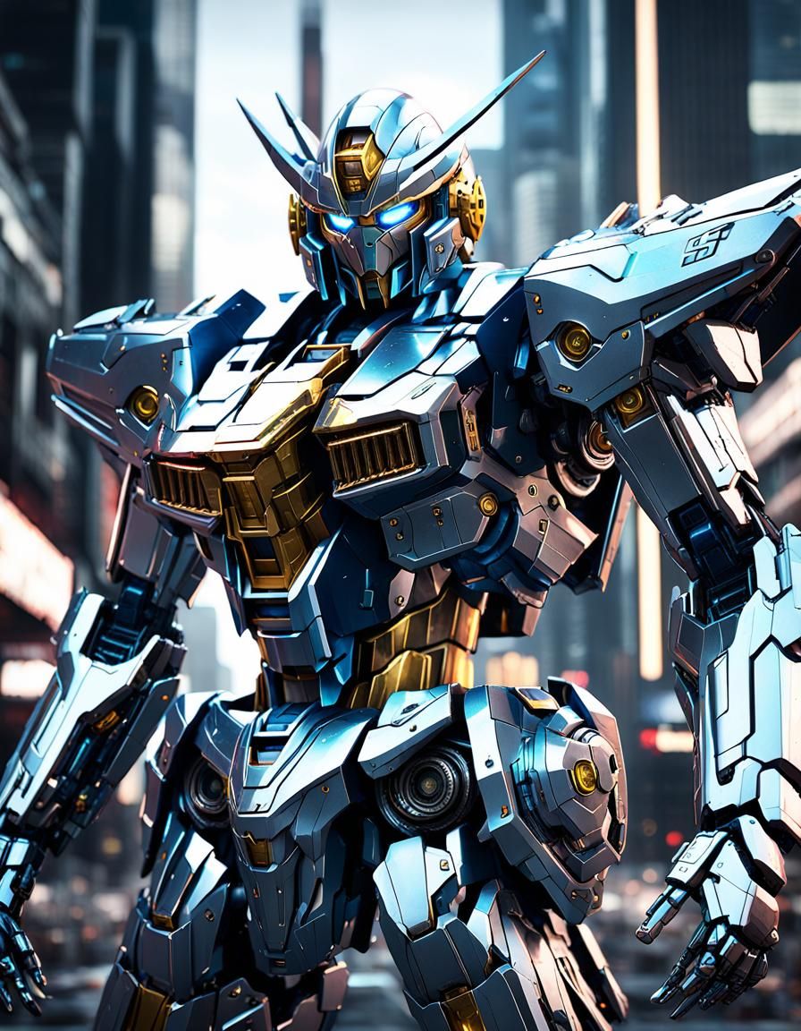 Futuristic Saint Seiya Gundam Robot in Sci-Fi Style