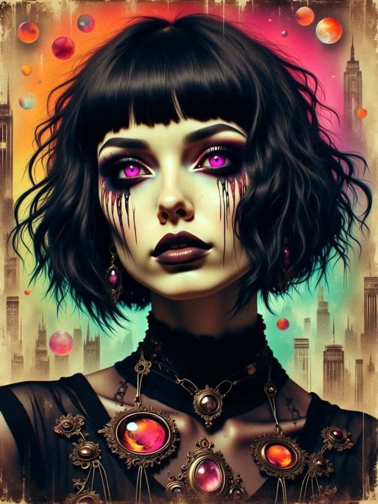 Gothic Grunge Portrait of a Melancholic Woman