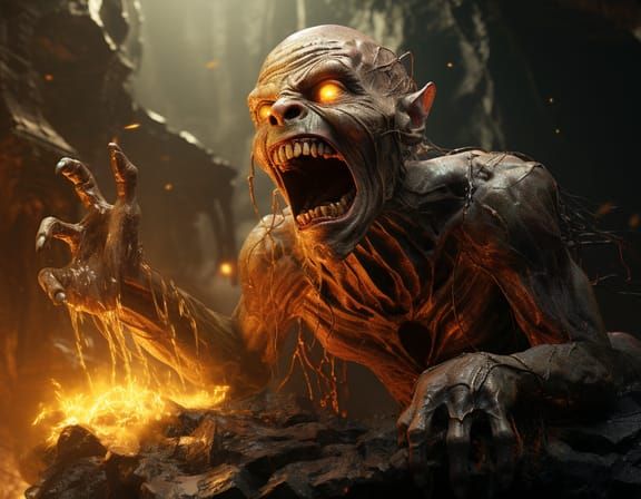 Gollum's Fiery Plunge: Pain and Joy