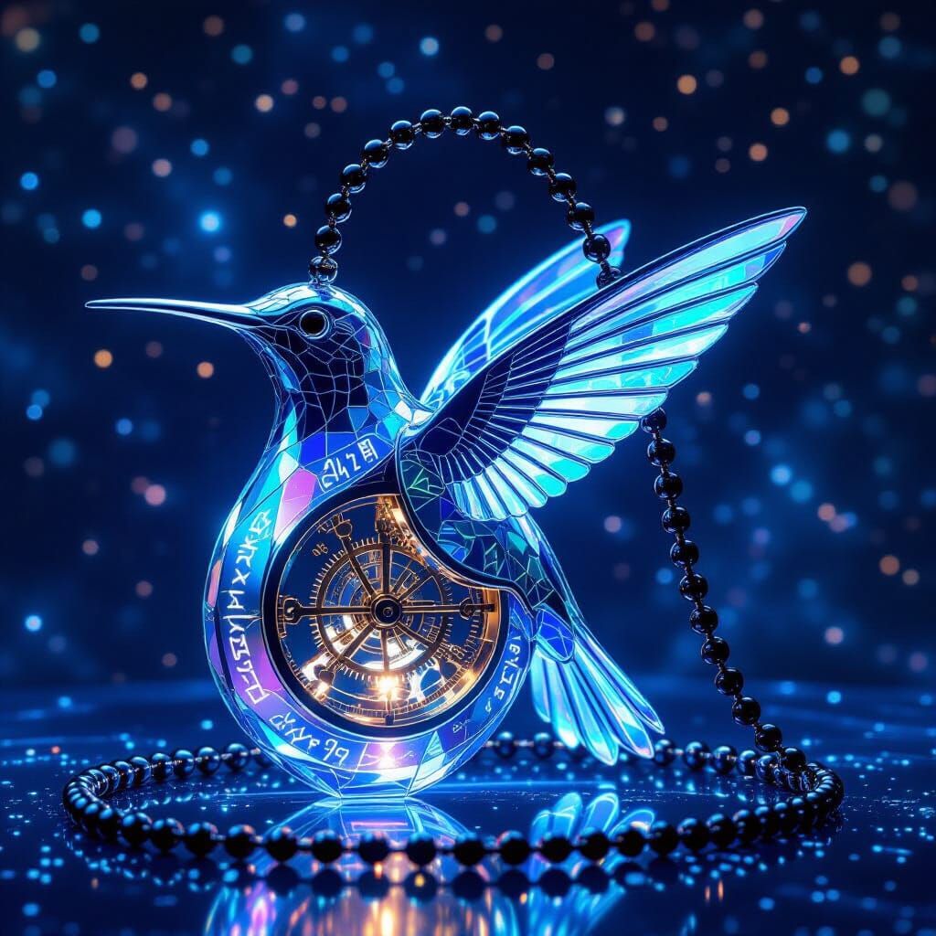 Bioluminescent Hummingbird Handbag in Nebula