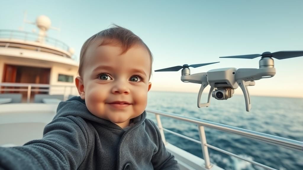 Baby's Selfie with Drone on Cruise Ship