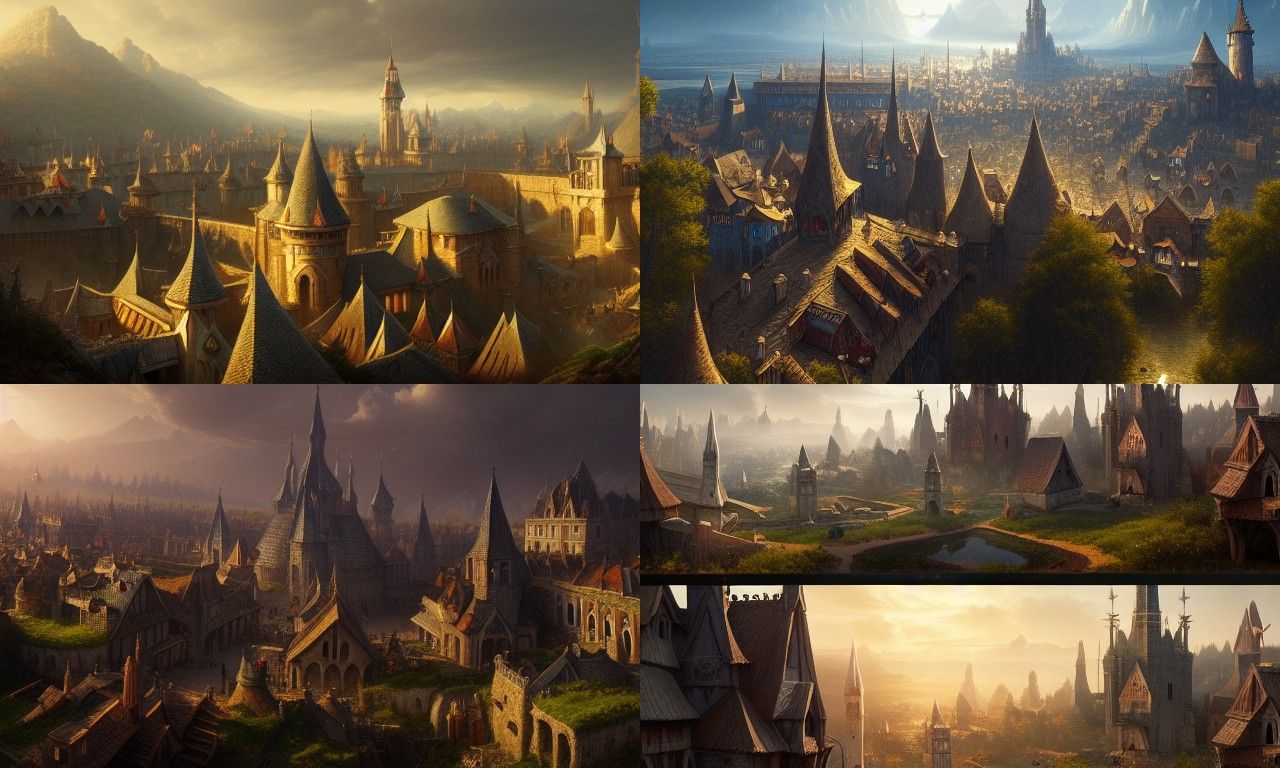 Hyperrealistic Medieval Kingdom Landscape in God Rays