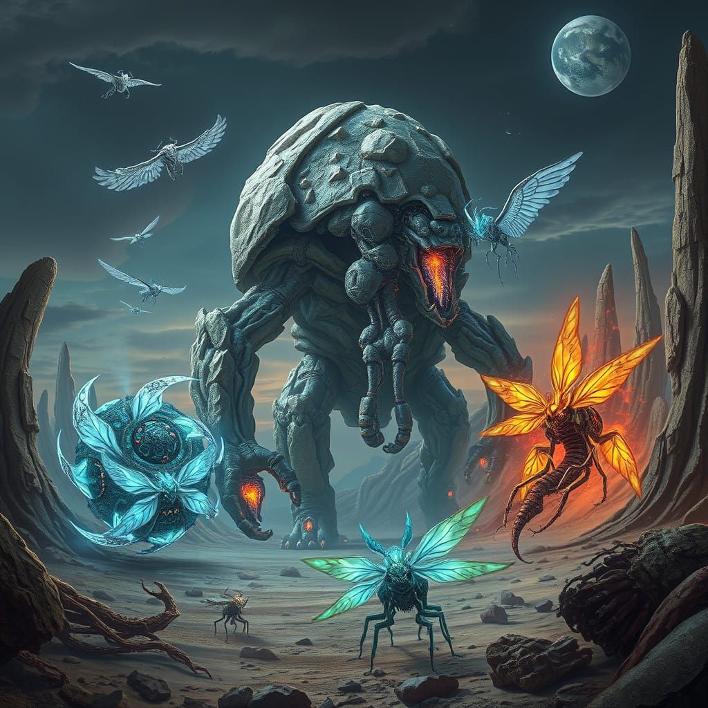 Bio-Mechanical Elements in Hyperrealistic Alien Landscape