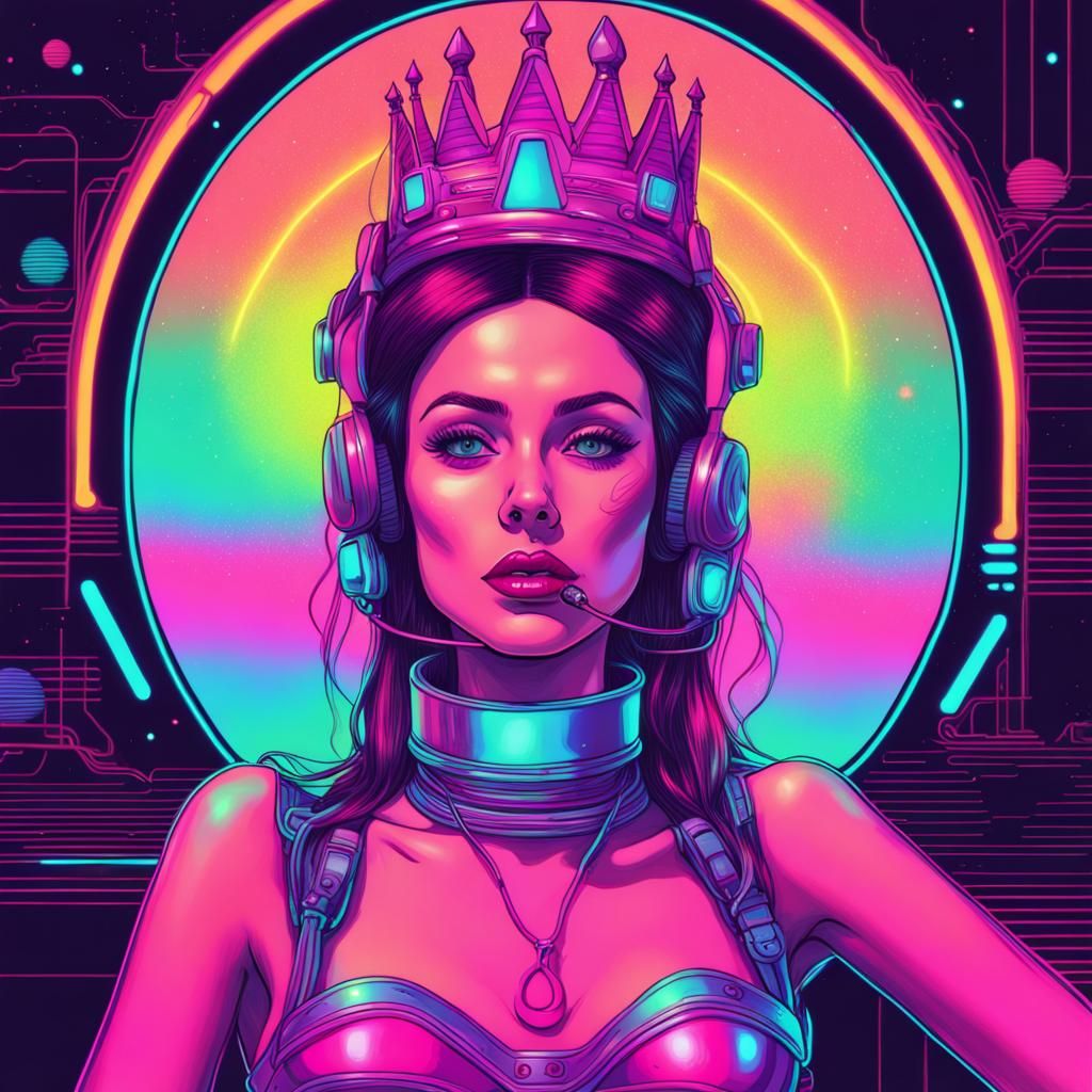 Intergalactic Princess in Synthwave Neon Universe