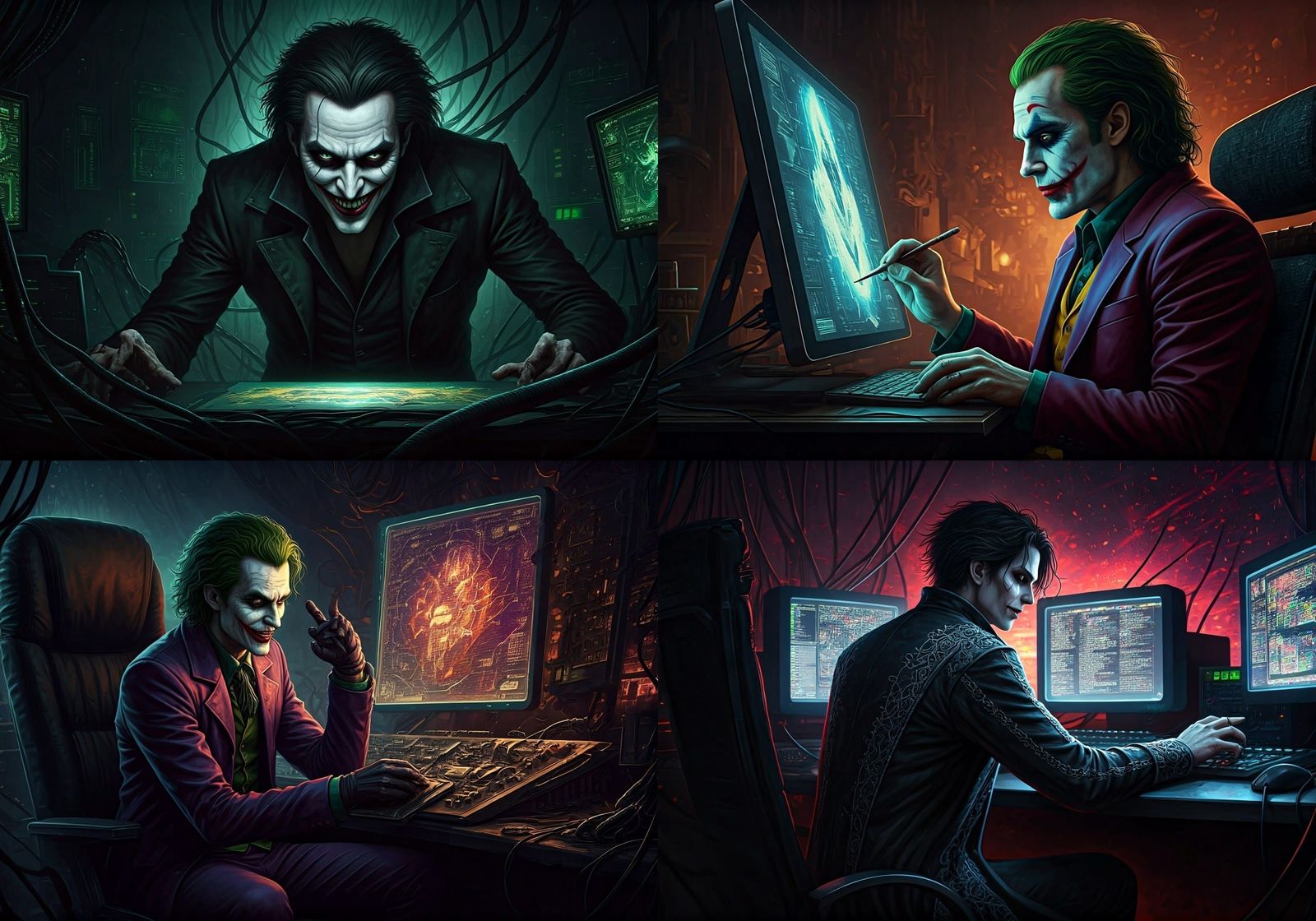 Goth Joker Disrupts AI Art with Machine Malice