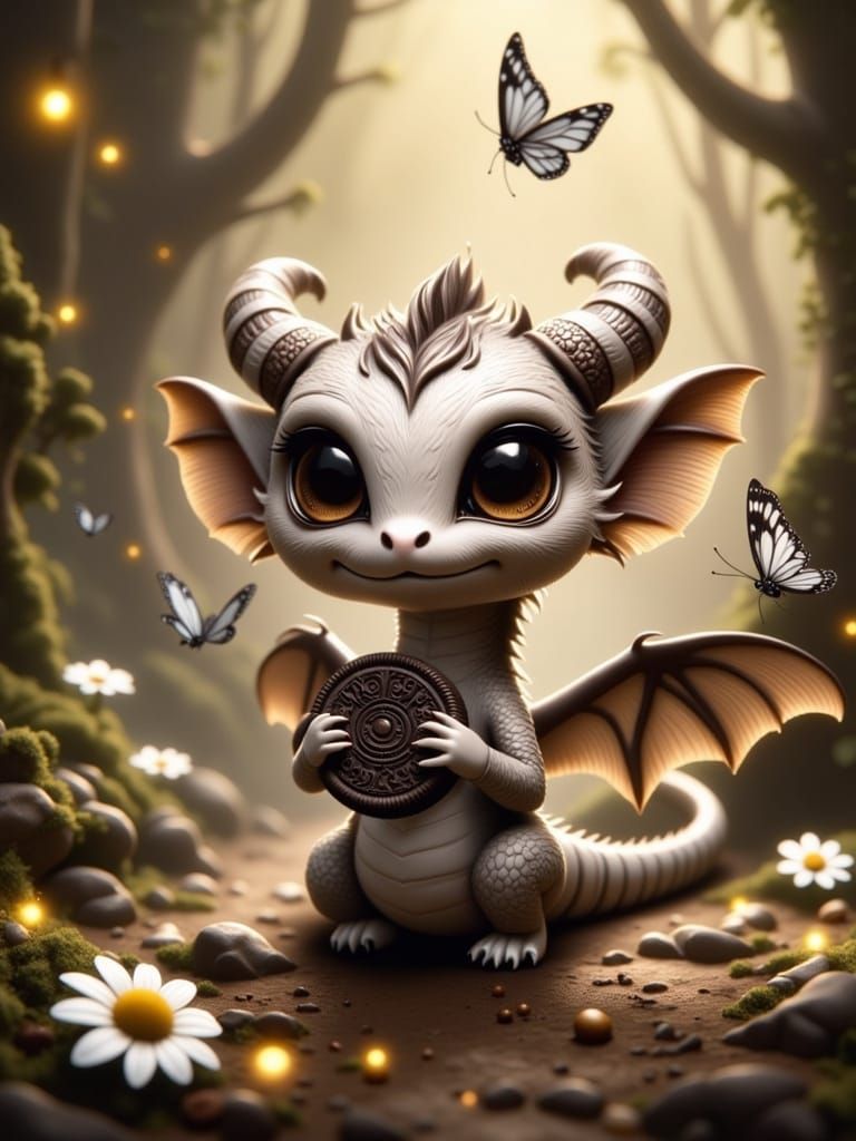 Charming Chibi Dragon in Enchanted Forest