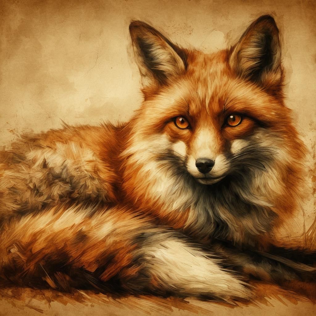 zorro en estilo fauvista con tonos sepia