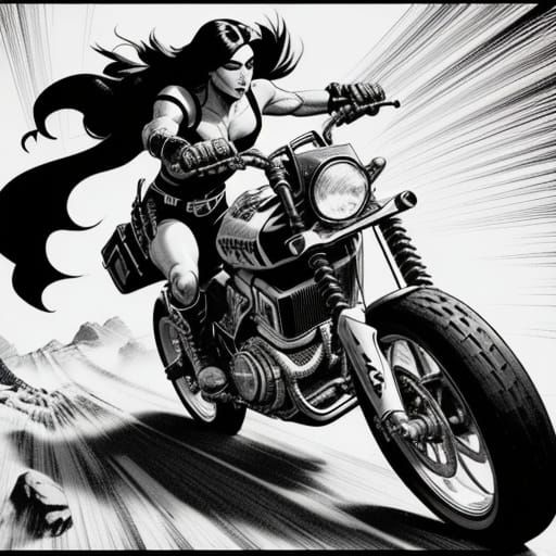 Steampunk Lady Barbarian Pirate in a Desert Storm