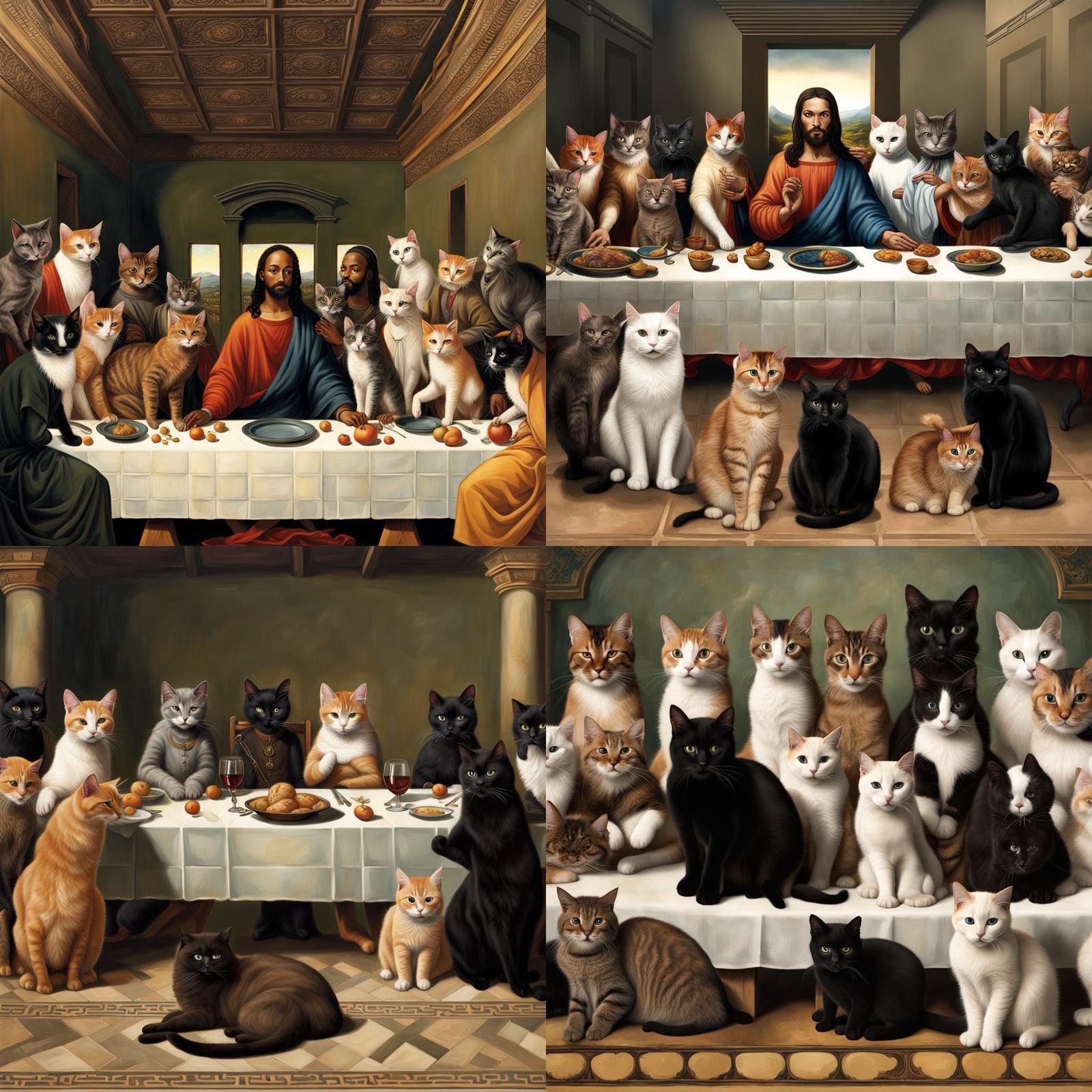 Cats Recreate The Last Supper in Renaissance Style