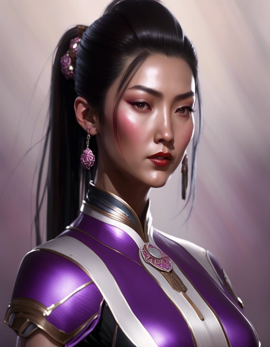 Hyperdetailed Li Mei, Somber Warrior Priestess in HDR
