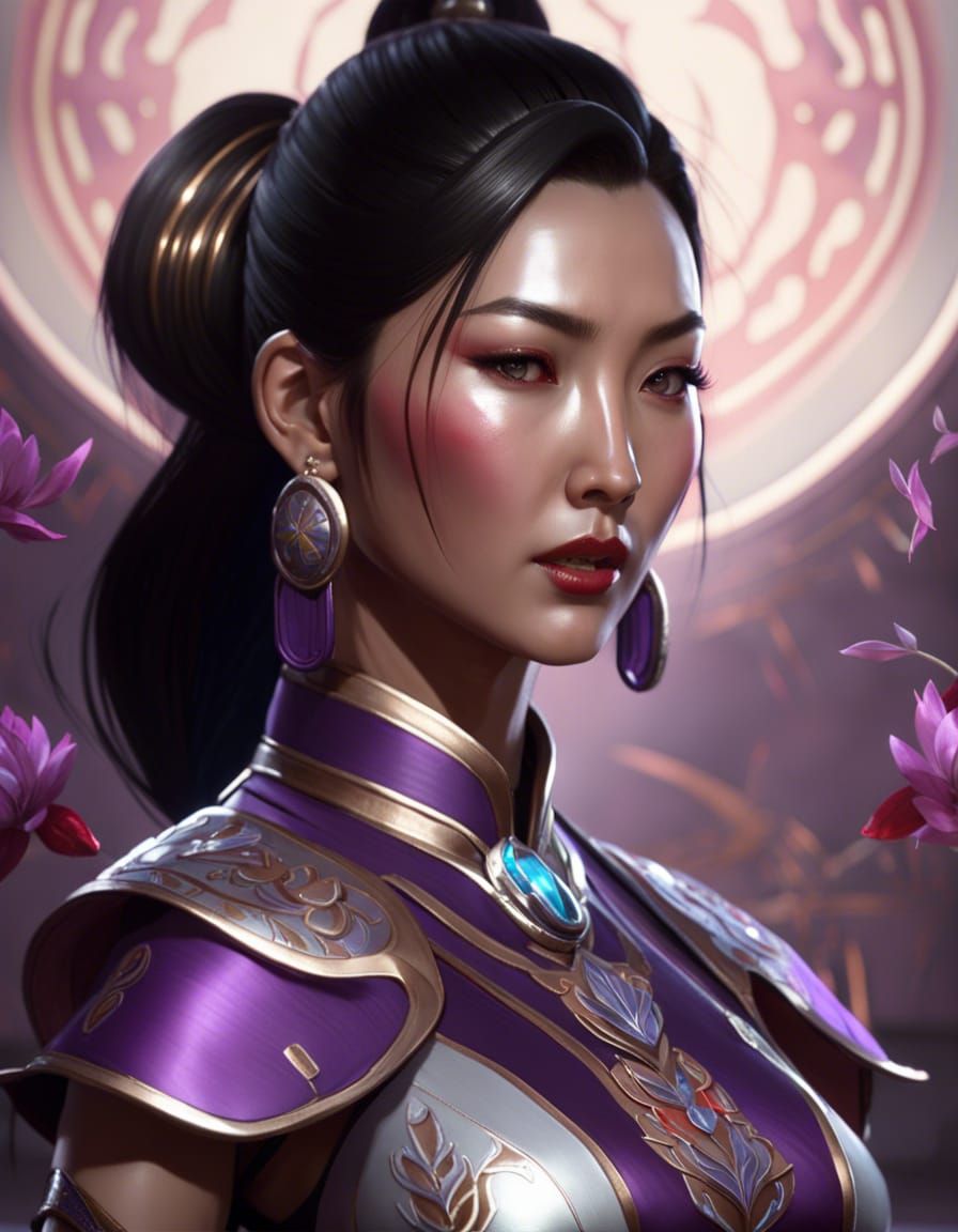 Hyperdetailed Li Mei, Somber Warrior Priestess
